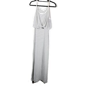 NWT BP. Striped Black & White Maxi Dress With Draped Front Size L